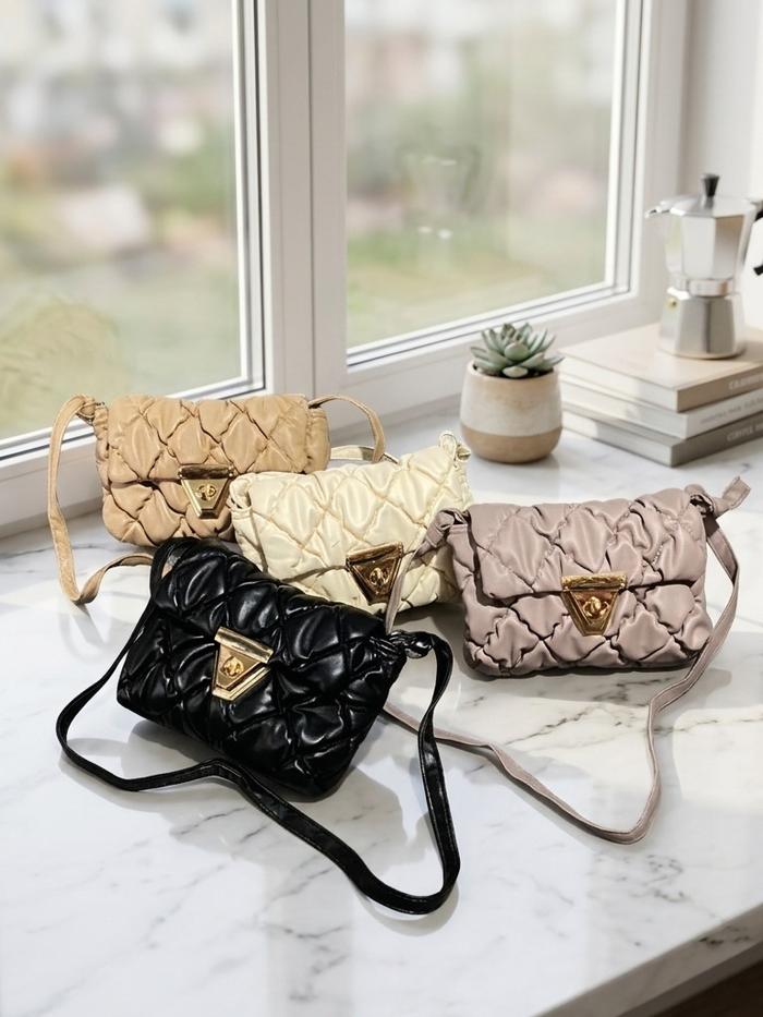 Biolo Bordir Tas Selempang Wanita Quilting Puff Mewah Kekinian - Tas Slingbag Estetik