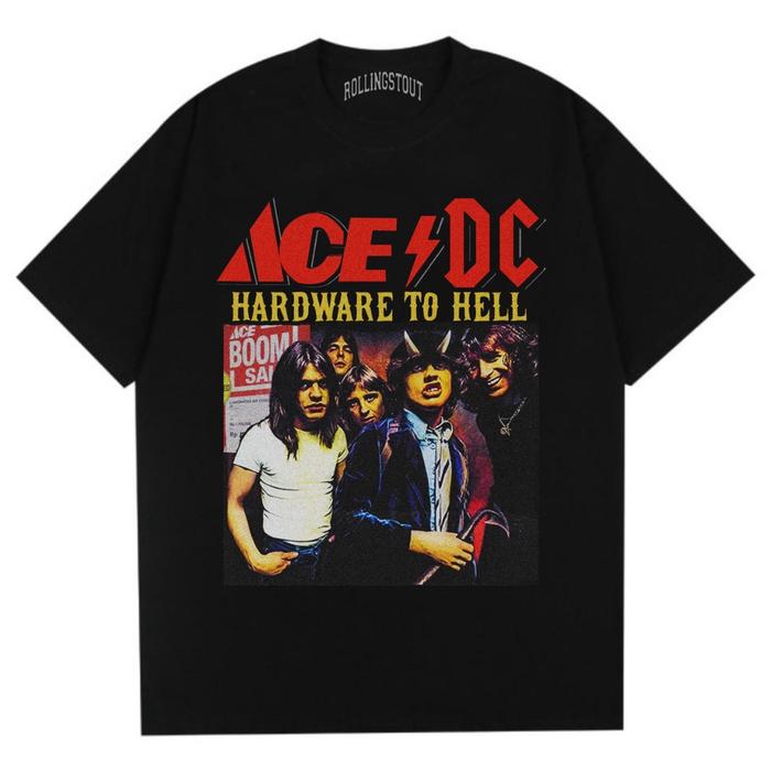 Rollingstout  T-shirt - ACE/DC Hardware to Hell | Parodi Band  AC/DC  |  Kaos Band | Metal | Musik |