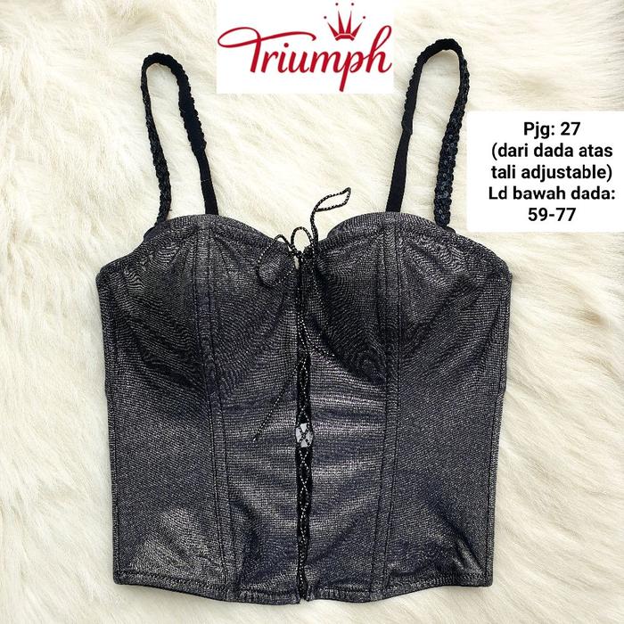 TRIUMPH Crop Bustier with Bra Inside Torso Korset Kemben Lace Coquette Pretty Sexy