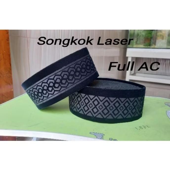 Songkok Laser Full AC Hitam Beludru Premium
