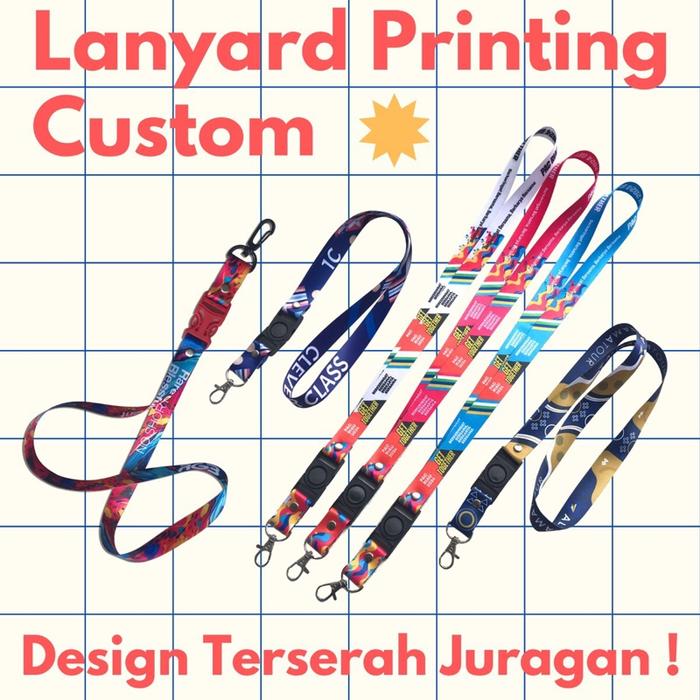 Lanyard printing custom 2 sisi bahan tissu murah