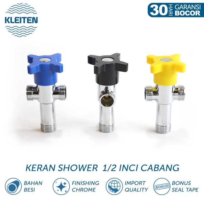 Stop KLEITEN Kran Cabang T Warna - Kran Shower - Keran Toilet Keran Closet Kloset - Stop Kran Cebok
