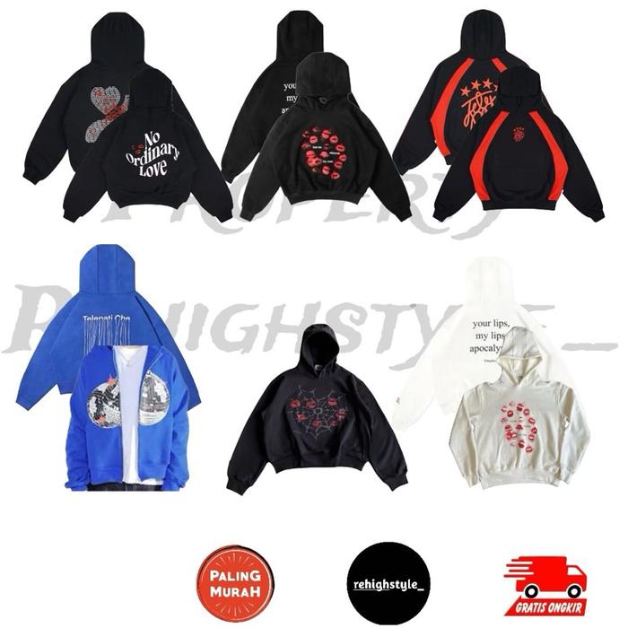 HOODIE BOXY TELEPATI NO ORDINARY LOVE BLACK / TELEPATI KISSME BLACK / TELEPATI REDLINE / TELEPATI SH