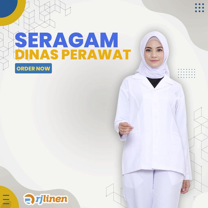 SERAGAM DINAS PERAWAT / SERAGAM PERAWAT PUTIH / BAJU DINAS PERAWAT / BAJU DINAS PUTIH WANITA