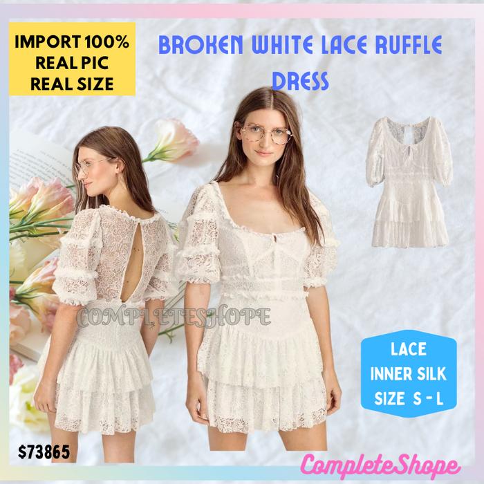 MINI DRESS PUTIH IMPORT IMPOR FULL RENDA DRESS CANTIK ALA KOREA DRESS WANITA CASUAL DRESS MINI REMAJ