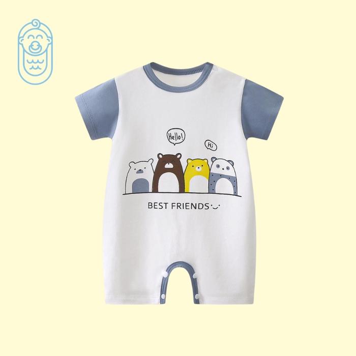 Bodysuit Bear Putih Navy Newborn