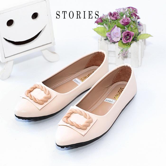 Flatshoes Wanita Storiesshoes HND 02 Hitam Kerja