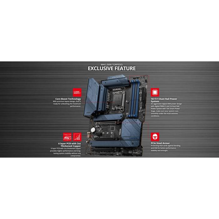 MSI MAG Z690-TORPEDO DDR5 ATX Baru Intel Z690 6400 +(OC) MHz 128G USB