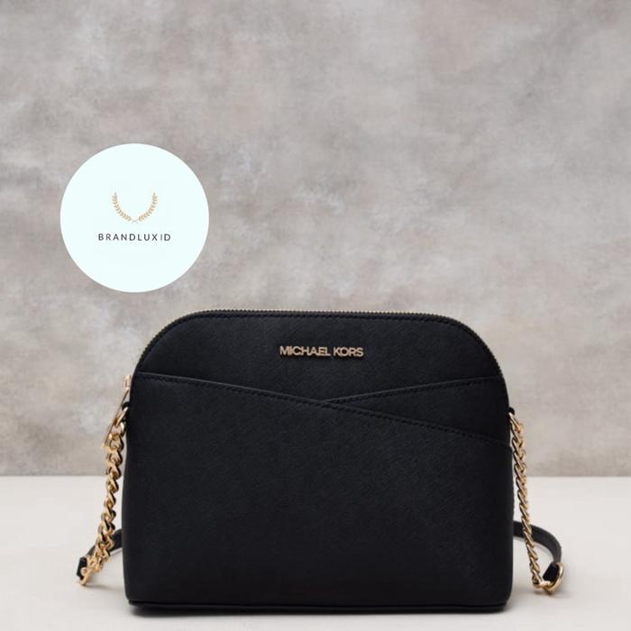 Michael Kors Jet set travel medium logo dome crossbody bag Black Brown
