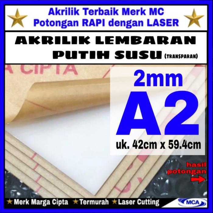 AKRILIK lembaran PUTIH SUSU 2mm A2 / Marga cipta / Acrylic