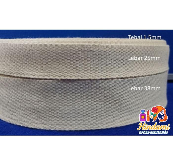 TALI WEBBING KATUN TALI TAS LEBAR 2,5 CM TEBAL 1.5 MM PUTIH TULANG PER 20 ROL