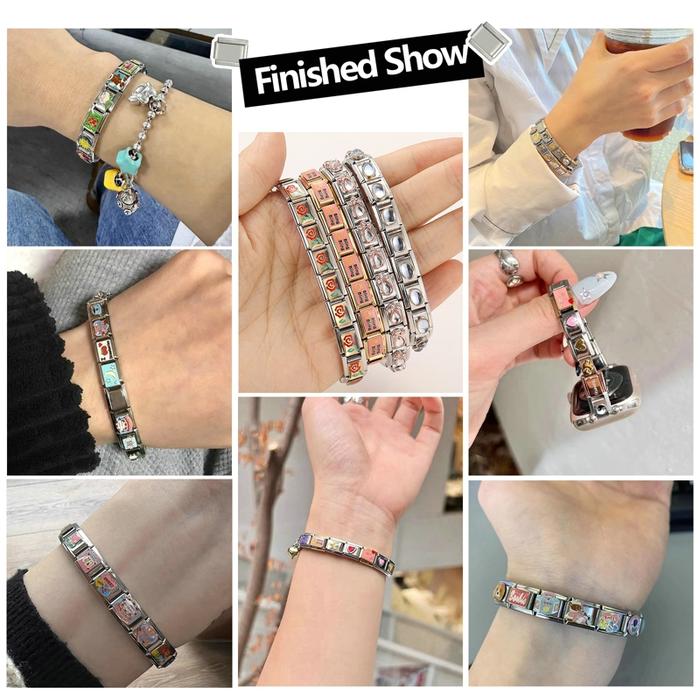 New Fashion Black Heart Cat Moon Piano Camera Italian Charm Links Fit 9mm Stainless Steel Bracelet M