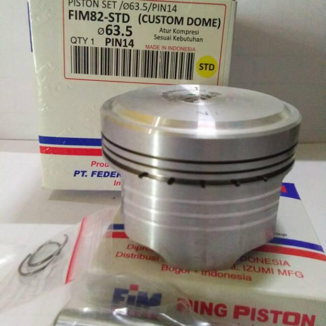 PISTON SET FIM 82 CUSTOM DOME DIAMETER 63,5 64 64,5 65 PIN 14 SEHER IZUMI MODIF MXKING MX VIXION R15