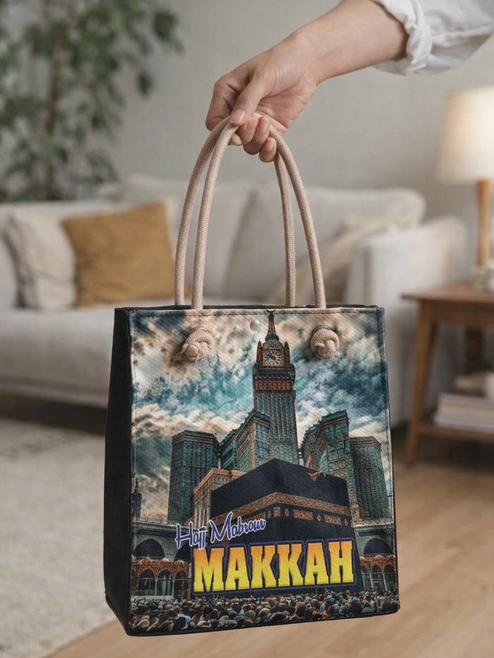 Sweetz - Tas Tangan Wanita Mekah Edition | Hand Bag Kanvas Tebal 28x10x30 cm | Muat Banyak, Tali Kai