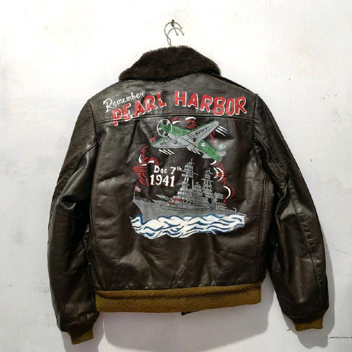 JAKET KULIT VINTAGE FLIGHT TYPE G-1 THE LEATHER SHOP SEARS SIZE M