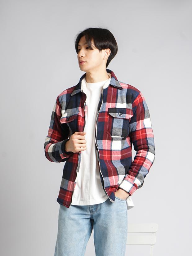 OLPHA - Plaid Sherpa Jacket (Red)