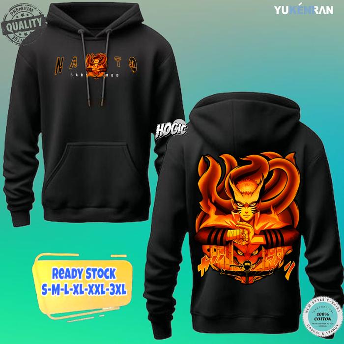 HOODIE JUMPER ANIME NARUTO SHIPPUDEN NARUTO BARYON MODE NEW DESIGN BAHAN KATUN FLEECE KEREN Sweater 