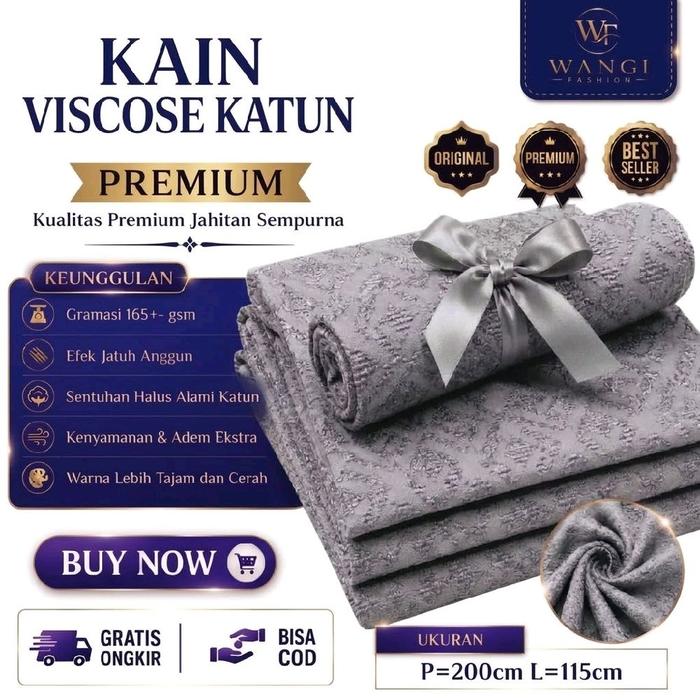 Kain Viscose Katun Dobby Polos Premium Adem Lembut & Jatuh Flowy untuk Baju Kemeja Abaya Koko Tunik 