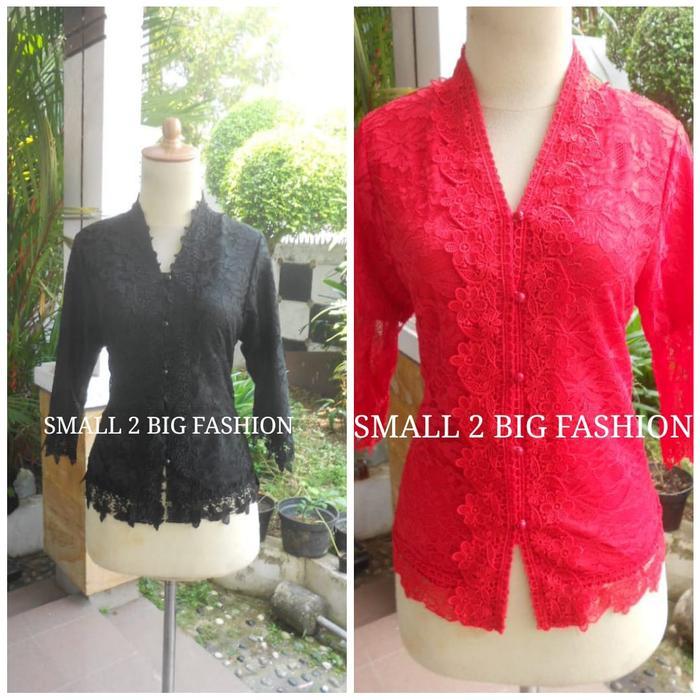 Exclusive Sale Blus Atasan Baju Kebaya Brokat Brukat Hitam Merah Cabe Putih Ada Jumbo Terlaris