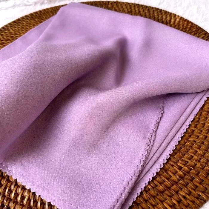 Hijab Segiempat Polos Bahan Voal Premium Muslimah - Square Katun - Lilac, Kerudung