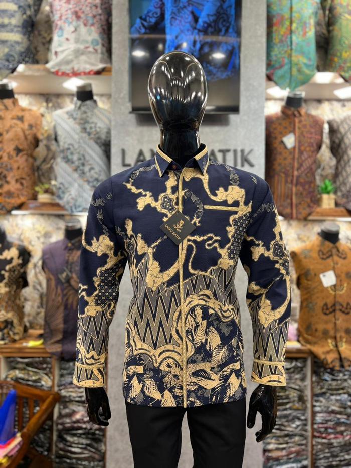 Lano Batik Semi Jas Kemeja Pria Motif Mural Daun Lengan Panjang Bahan Dobby PRO