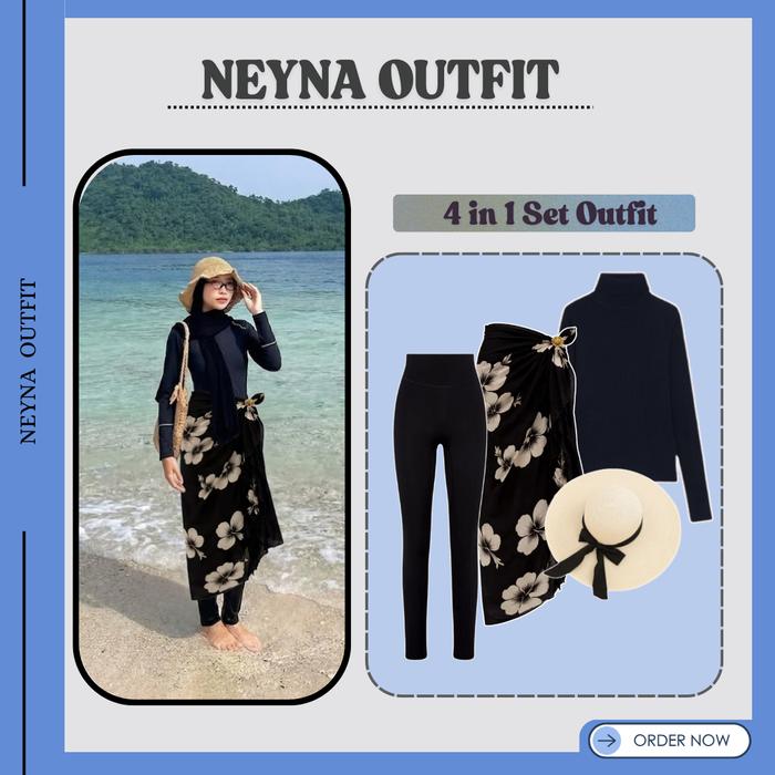 OneSet Wanita Kekinian 2026 (Manset - Selendang Bali - Legging - Topi Pantai) Setelan Neyna Outfit