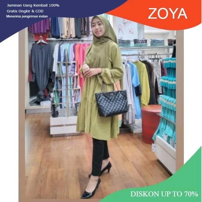 Axella tunik by zoya/busana muslim wanita/tunik zoya/midi dress Kancing Formal Samping