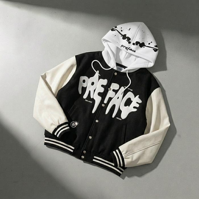 Jaket Varsity Hoodie - Preface Premium Unisex Anak Dan Dewasa Streetwear Viral Kekinian Korean Style