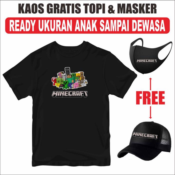 Kaos Gratis Topi Dan Masker Minecraft Ukuran Anak Sampai Dewasa