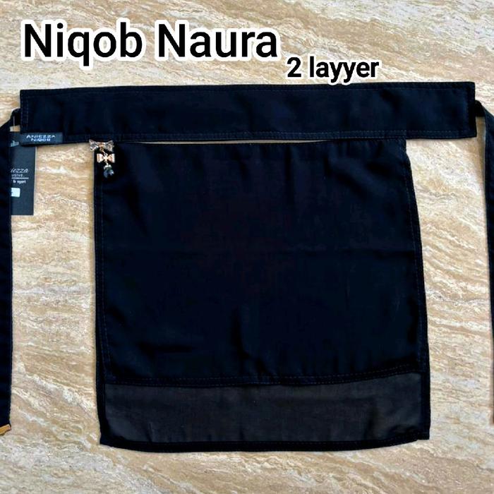 Aniezza Niqob Naura 2 Layer Temboro Cadar Purdah Yaman Hitam Elegan dan Nyaman