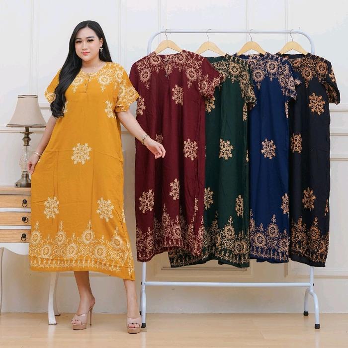 Daster jumbo motif bunga frozen menarik desain Elegan nyaman di pakain harian