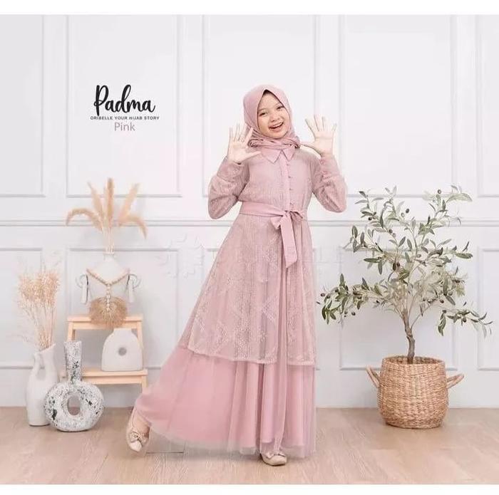 Abaya Padma kids dress/gamis anak perempuan remaja tanggung muslimah cantik dan anggun Usia 5 sampai