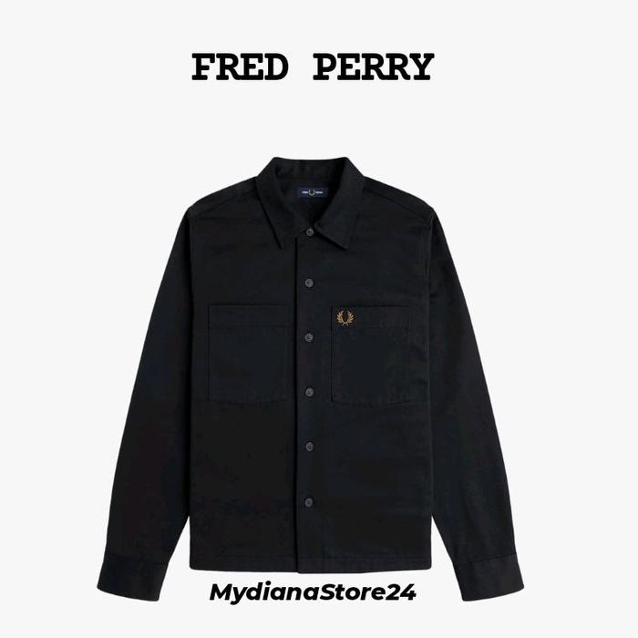 FRED PERRY - FRED PERRY TWILL OVERSHIRT - BLACK