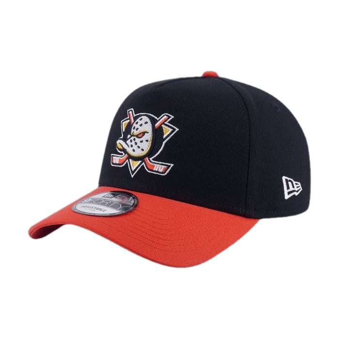 Topi New Era Ducks NHL team 2 tone color Visor Orange Black Hat 9forty Aframe