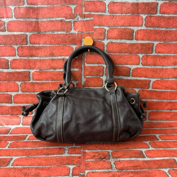 TAS TOP HANDEL WANITA KULIT ASLI SECOND BRANDED COKLAT TAN / TAS TENTENG PESTA WANITA KULIT ASLI SEC