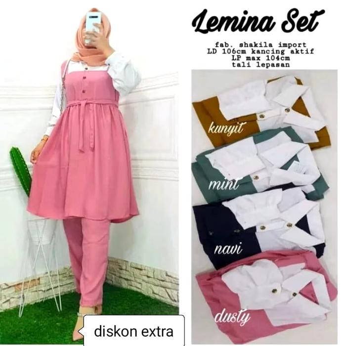 SETELAN LEMINA// SETELAN WANITA TERBARU// SETELAN TUNIK WANITA TERBARU// ONE SET TERBARU