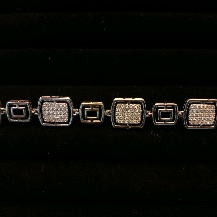 XUPING Gelang Silver Imitasi Chain Rantai Permata Putih Persegi Panjang