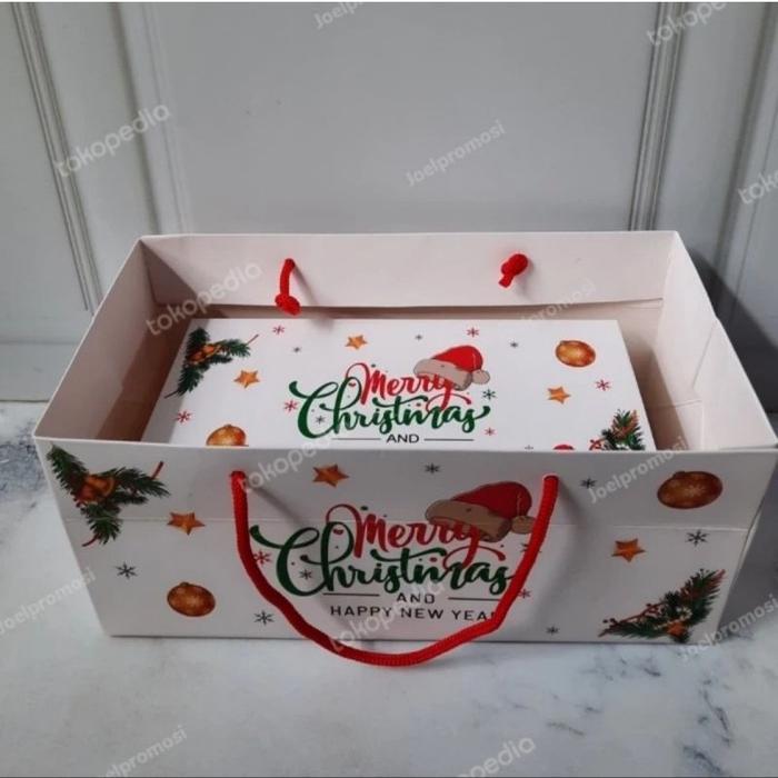 PREMIUM (READY) terjamin Paperbag + Box natal/box dan paper bag natal/kardus natal/dus brownies nata