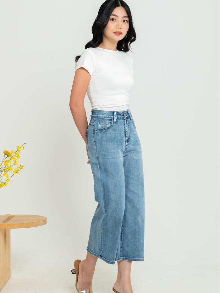 Celana Jeans Kulot 7/9 C118 CAP 2023 Wanita Stretch Nyaman Panjang 82cm-83cm Model Cutbray Boyfriend