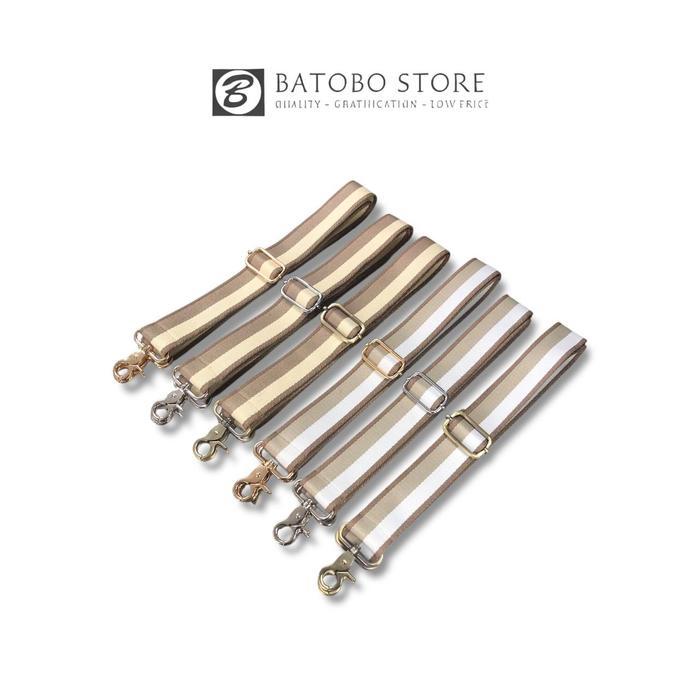 Tali Tas Selempang Polos Bahan Katun 4 Cm Pengait Gold, Silver, Besi Bakar Tebal Longstrap B001857