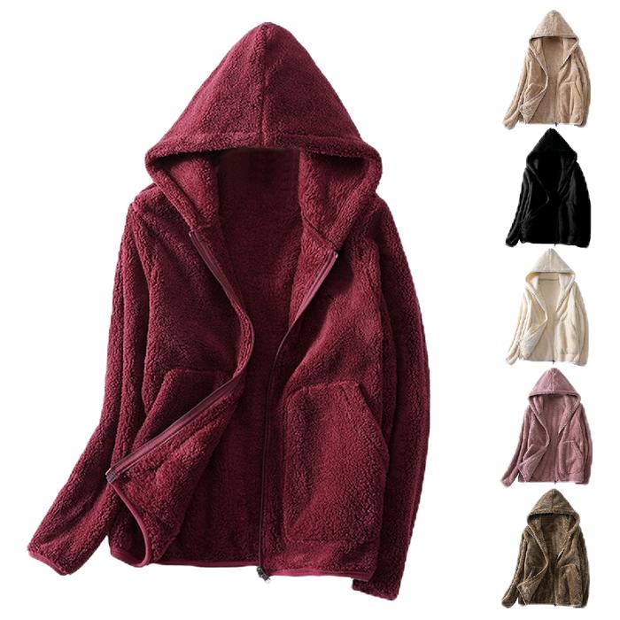 Sweater Bulu Sherpa Pria Dan Wanita Polos Musim Dingin Jaket Blazer Outer Casual Cardigan Kimono Hit