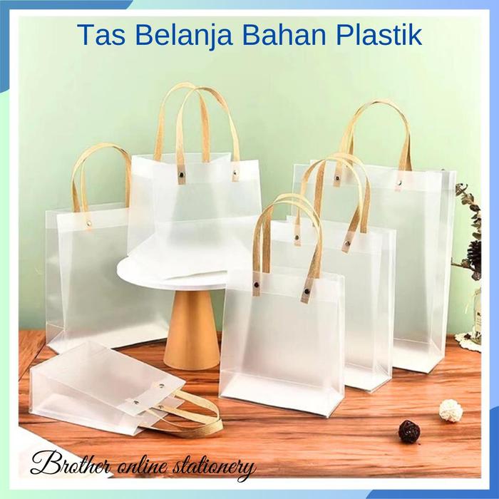 BOS Hand Bag Plastik Putih Transparan / Goodie Bag Jinjing Tenteng / Tas Hampers Souvenir