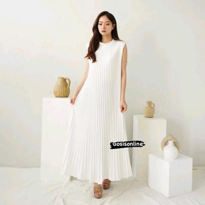 Dres Plisket Wanita Inner Dres Plisket Premium Singlet Dres