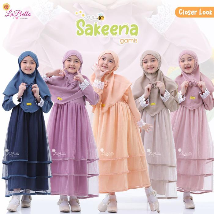 Labella Gamis Anak Sakeena by Labella - Desain Sakeena, Bahan Wollycrape Lembut, Adem, Nyaman, Cocok
