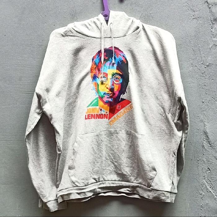 Hoodie Sweater JOHN LENNON IMAGINE | Brand D'PLACE | Grey | Thrift Preloved Bekas Second