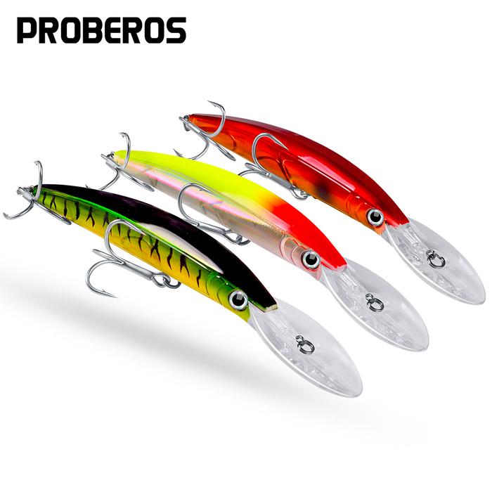 PROBEROS 5PCS Topwater Minnow Lures 17cm-27g Floating Fishing Bait