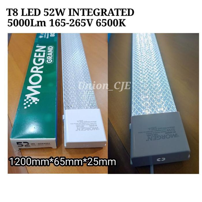 Lampu T8 LED Integrated 52W Putih 6500K Prismatic MORGEN