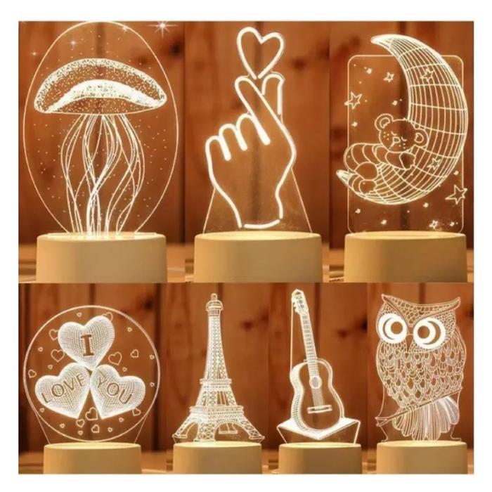 Lampu Tidur Kamar Aestethic Lampu Hias LED Lampu Tidur Hias LED 3D Acrylic Transparant Transparan