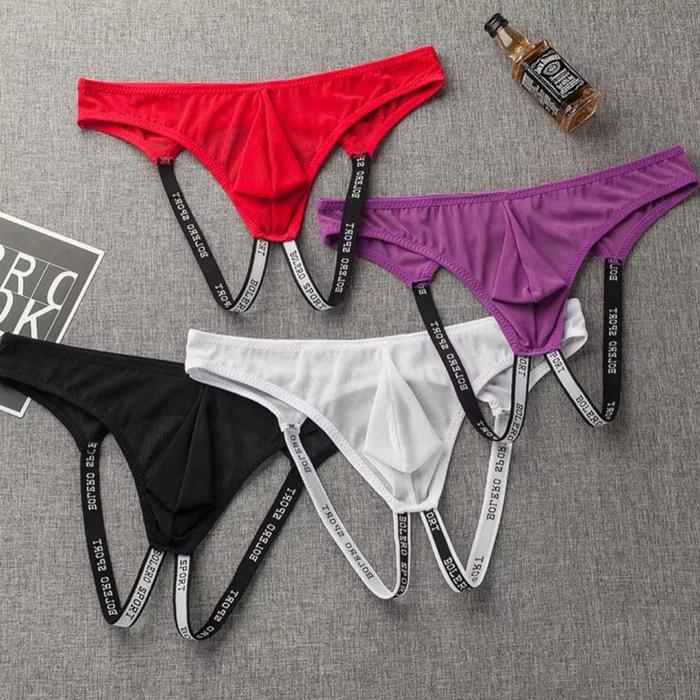 Celana Dalam Pria Sexy hot Open Crotch G String Low Waist Transparan Mini Pria Thong