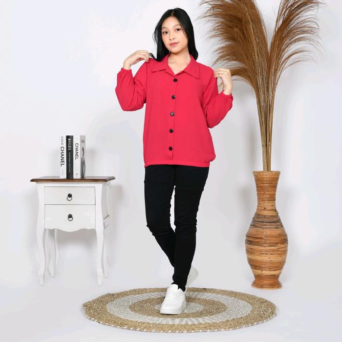 BLOUSE CRINGKLE KANCING ATAS TANGAN KARET MODEL TERBARU / ATAS WANITA POLOS/BLOUSE TERBARU /STAR baj